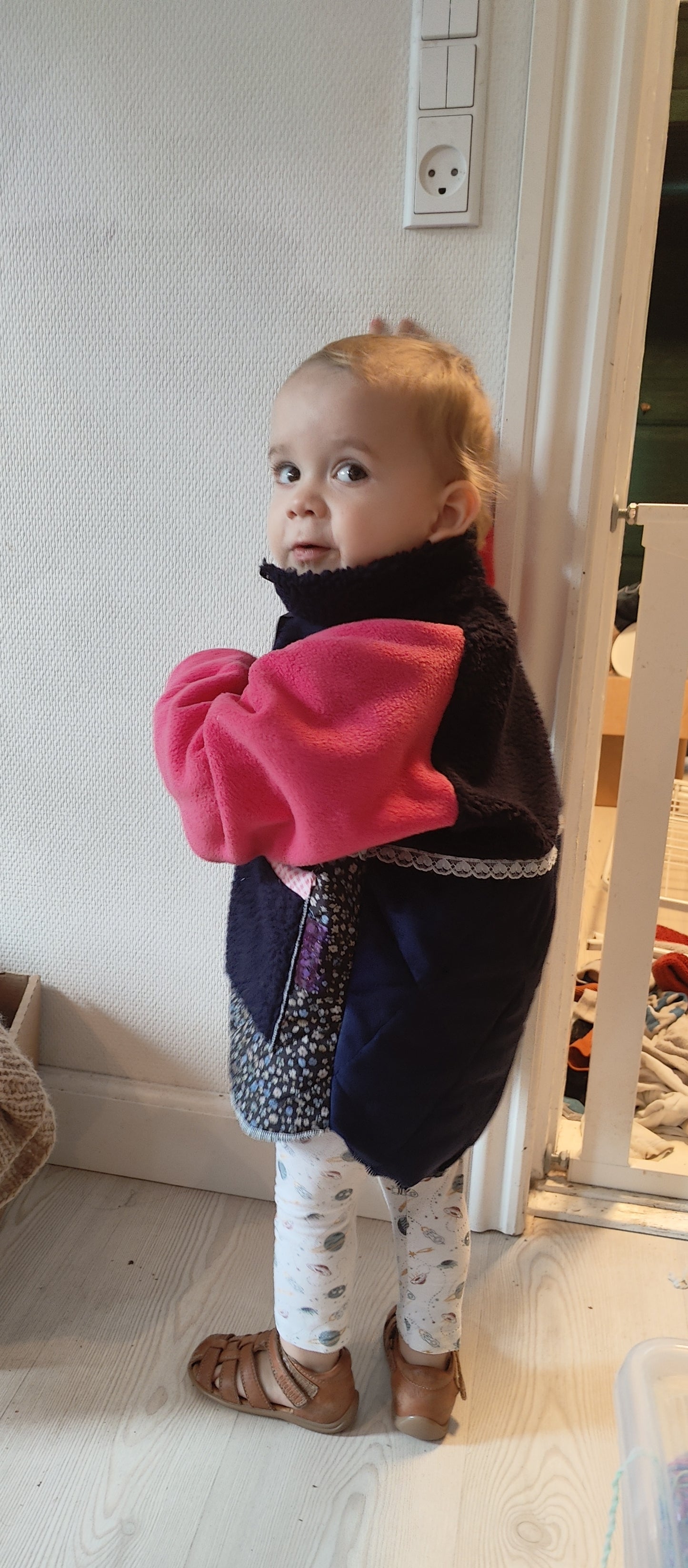 Upcycled anorak/sweater til barn, orange str. 2/4 år